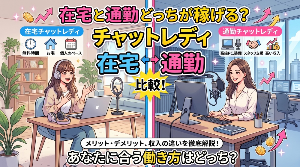 在宅と通勤どっちが稼げる？チャットレディ 在宅 通勤で比較