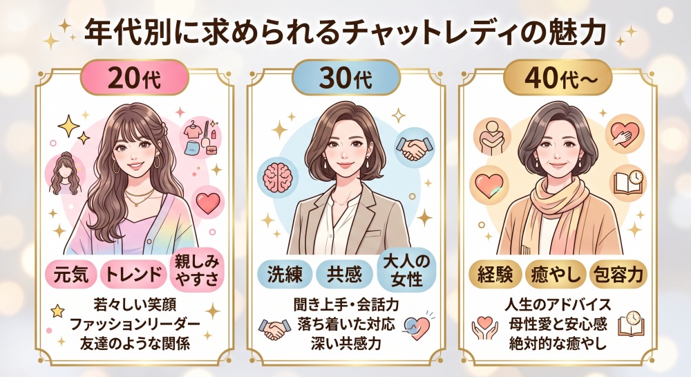 チャットレディの年代別に求められる魅力
