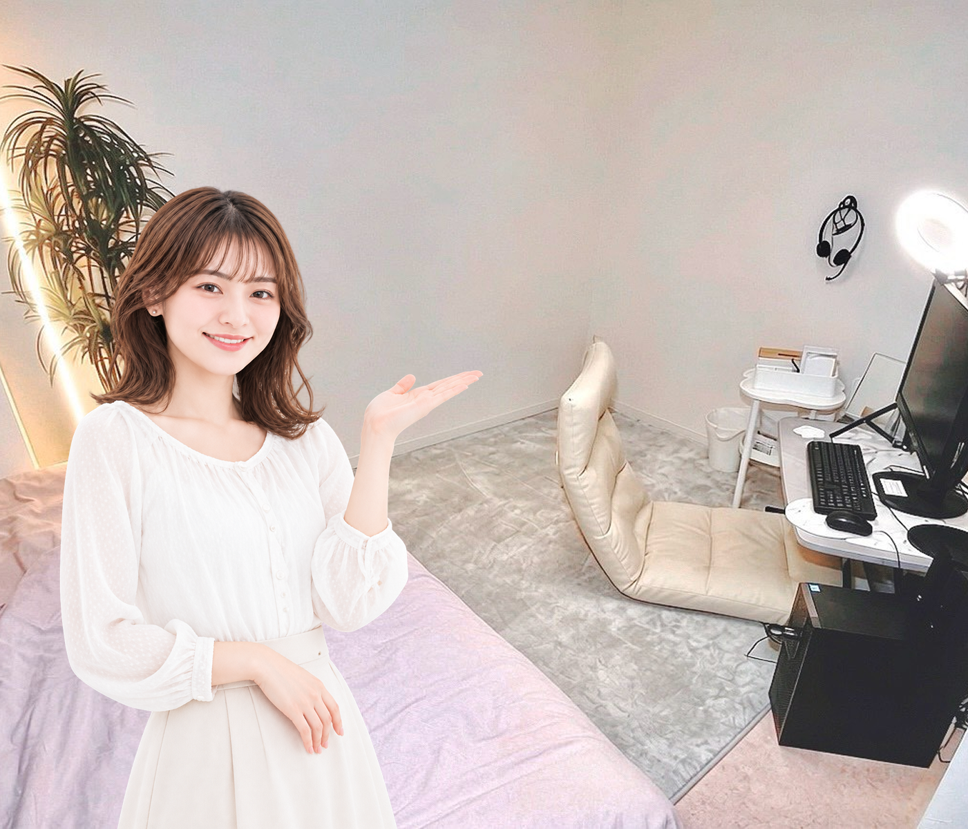 部屋を紹介する女性